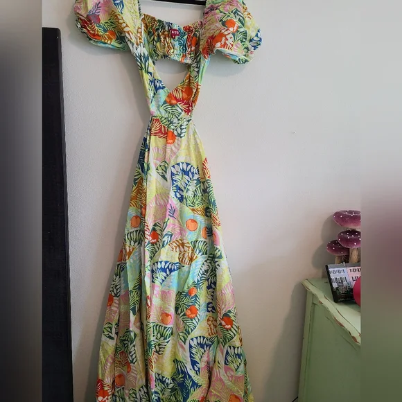 STAUD Vibrant Green and Blue Maxi Dress - Picture 2 of 7